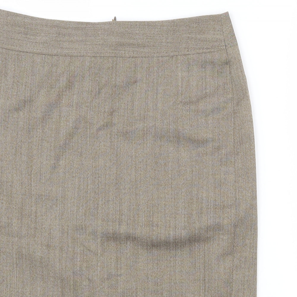 Marks and Spencer Womens Brown  Wool Straight & Pencil Skirt Size 12   Zip