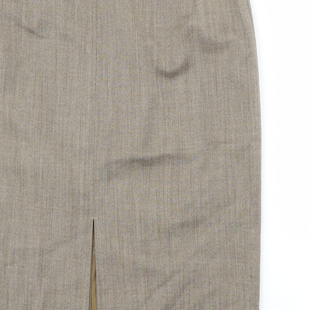 Marks and Spencer Womens Brown  Wool Straight & Pencil Skirt Size 12   Zip