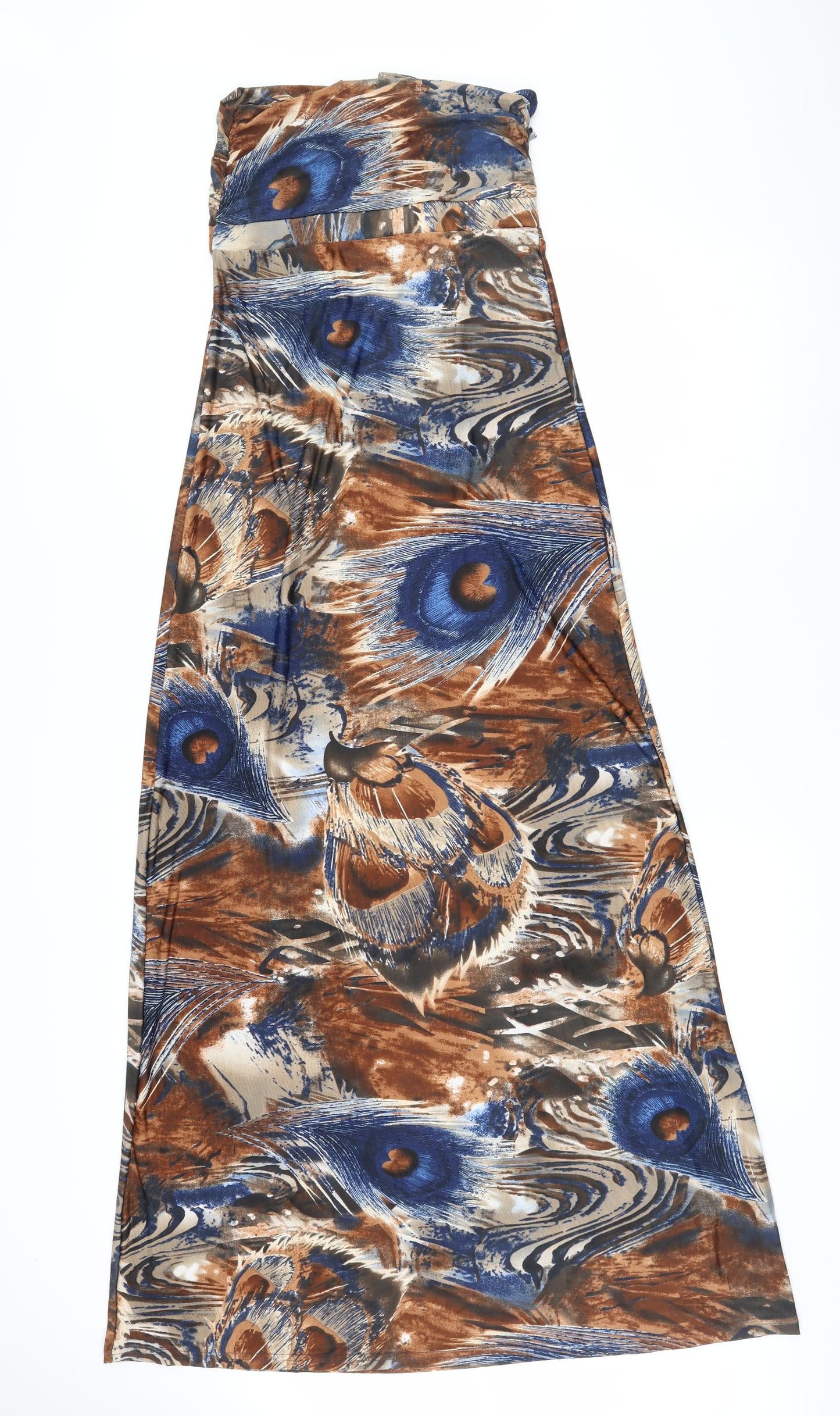 Stella Womens Multicoloured  Polyester Maxi  Size 12  Off the Shoulder Tie - Peacock feather design