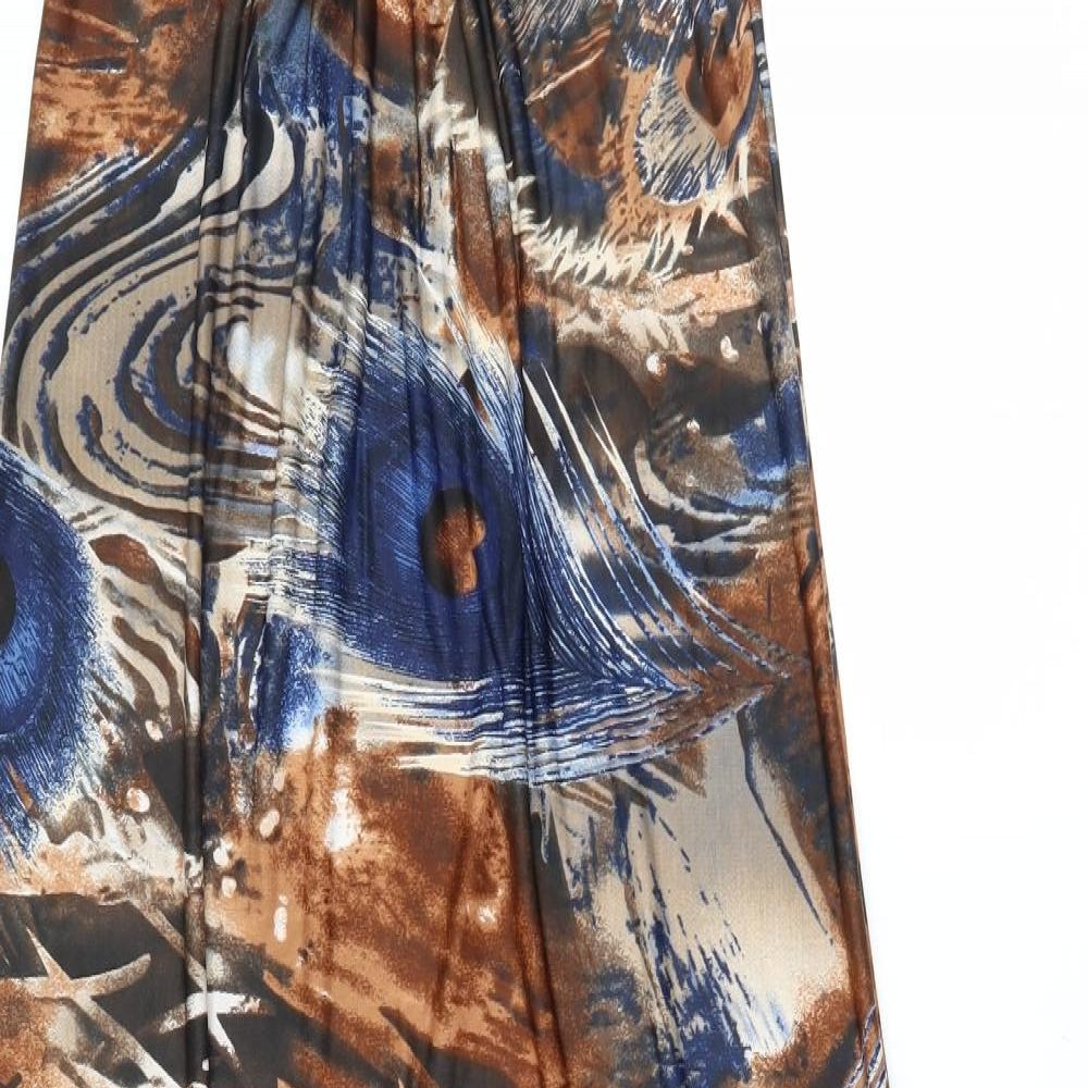 Stella Womens Multicoloured  Polyester Maxi  Size 12  Off the Shoulder Tie - Peacock feather design