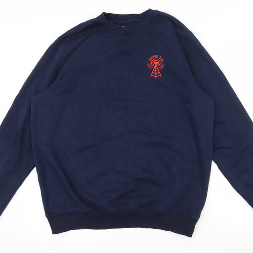 Printer Womens Blue  Cotton Pullover Sweatshirt Size 14  Pullover