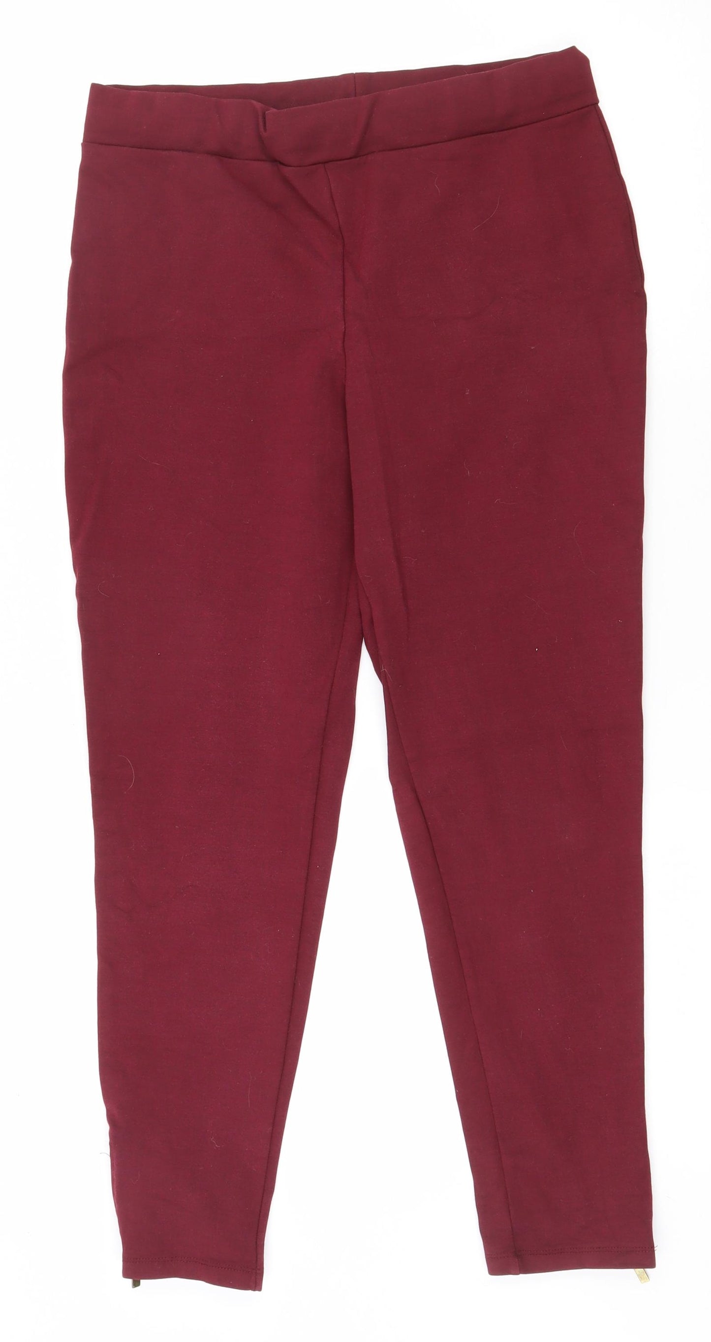 Studio Womens Red  Viscose  Leggings Size 12 L26 in   - Zip at ankle