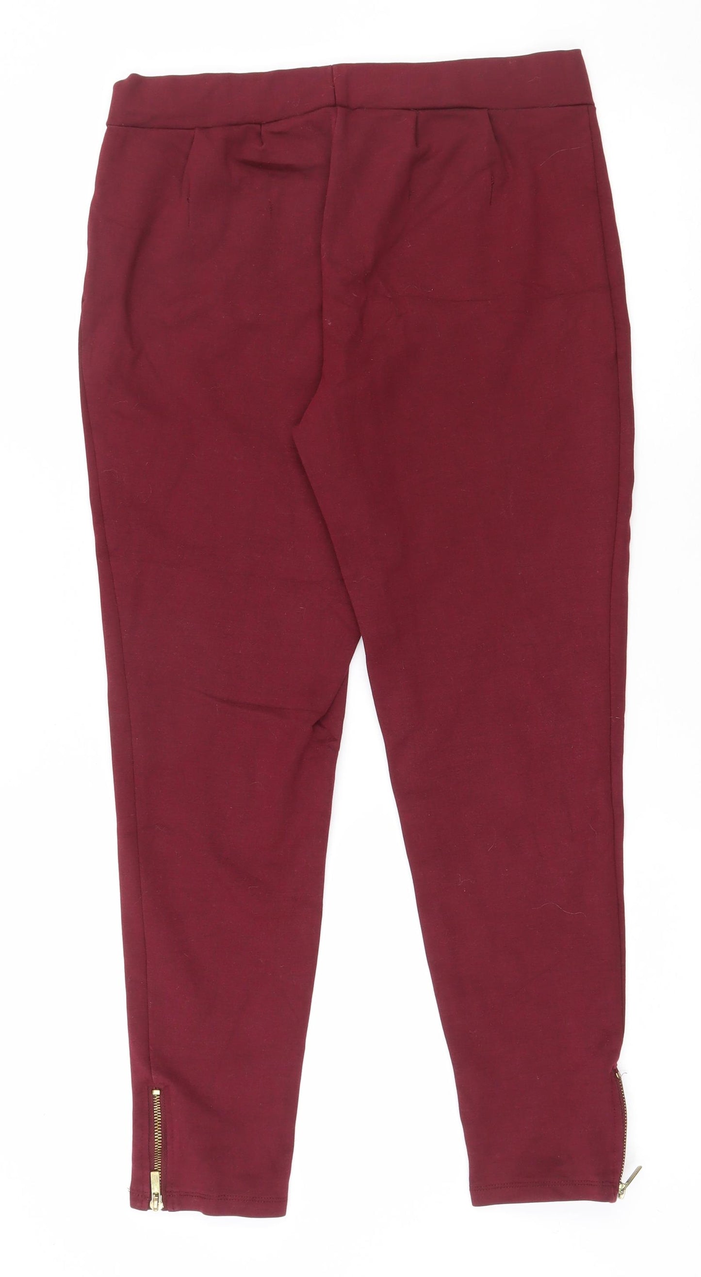 Studio Womens Red  Viscose  Leggings Size 12 L26 in   - Zip at ankle
