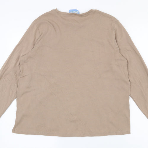 Marks and Spencer Womens Beige  100% Cotton Basic T-Shirt Size 16 Crew Neck