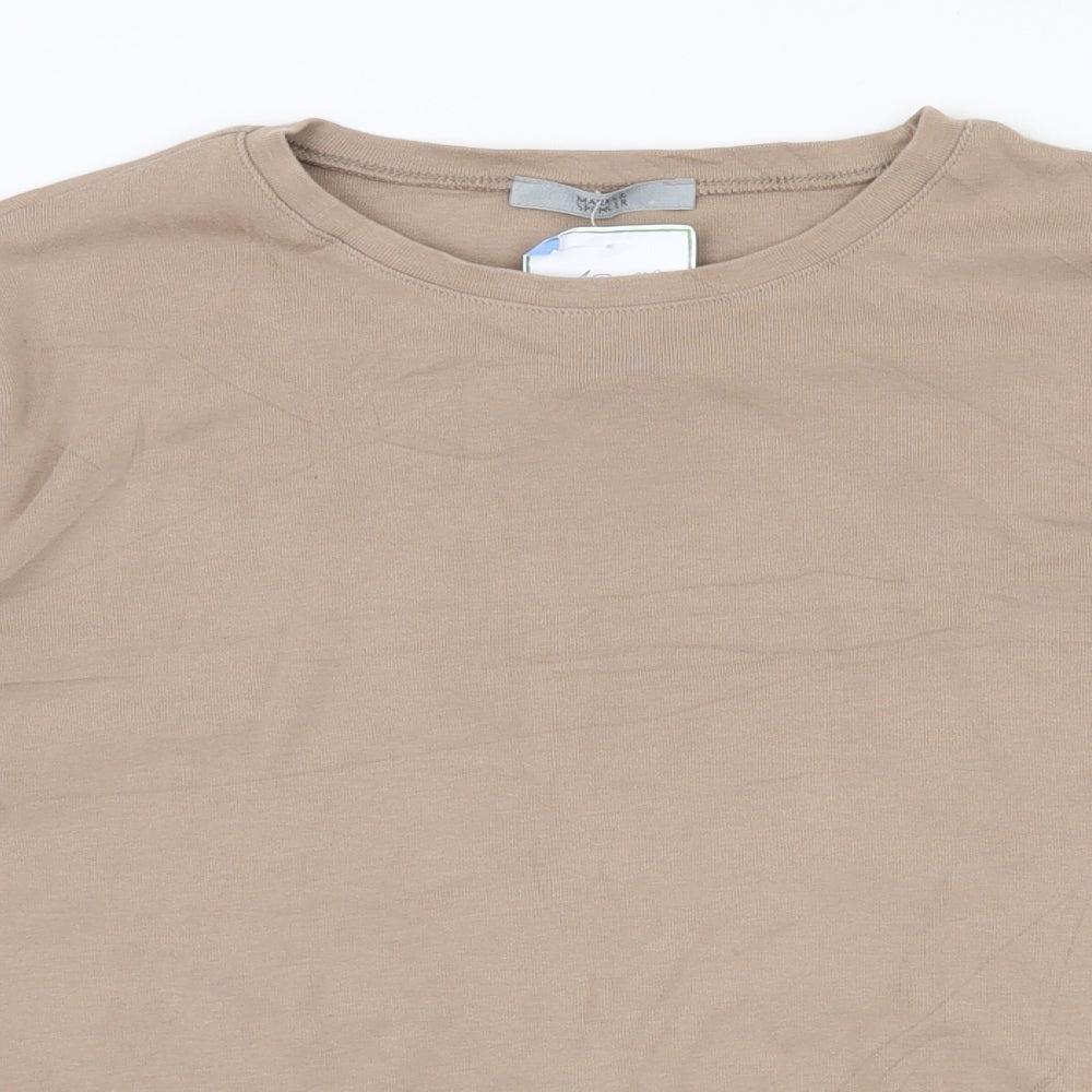 Marks and Spencer Womens Beige  100% Cotton Basic T-Shirt Size 16 Crew Neck