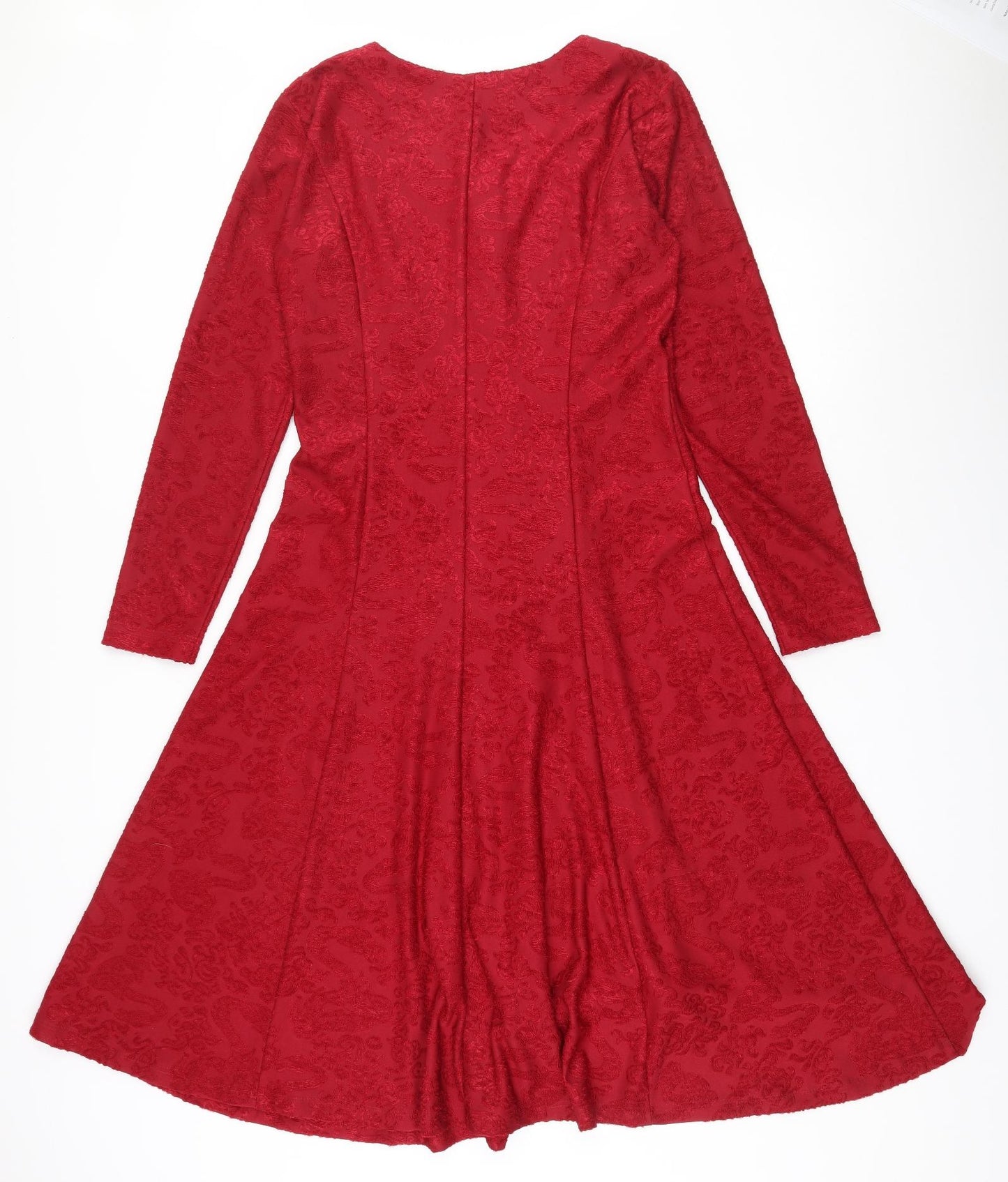 Style Womens Red  Polyester Fit & Flare  Size 12  Round Neck Button