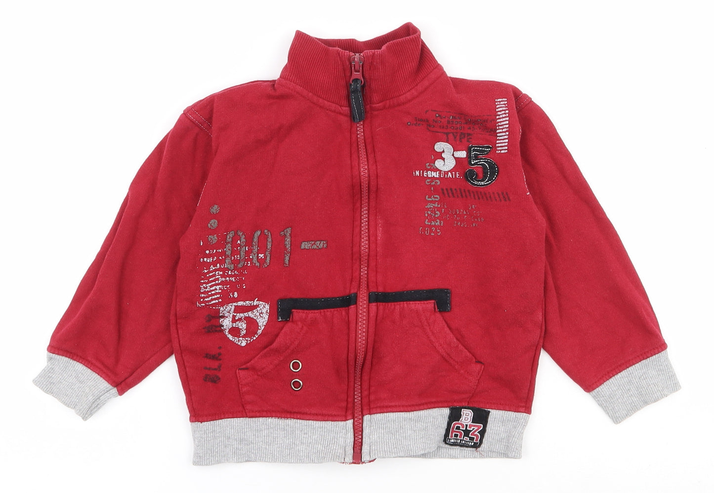 Rebel Boys Purple  100% Cotton Full Zip Sweatshirt Size 2-3 Years  Zip