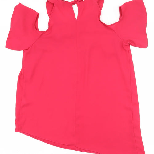 F&F Womens Pink  Polyester Basic Blouse Size 10 Round Neck - Asymmetric