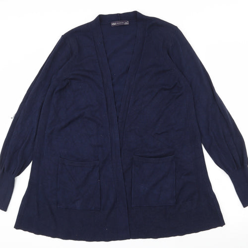 Marks and Spencer Womens Blue V-Neck  Viscose Cardigan Jumper Size 12