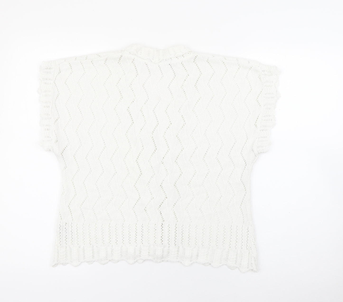 M&Co Womens White V-Neck  Cotton Cardigan Jumper Size XL