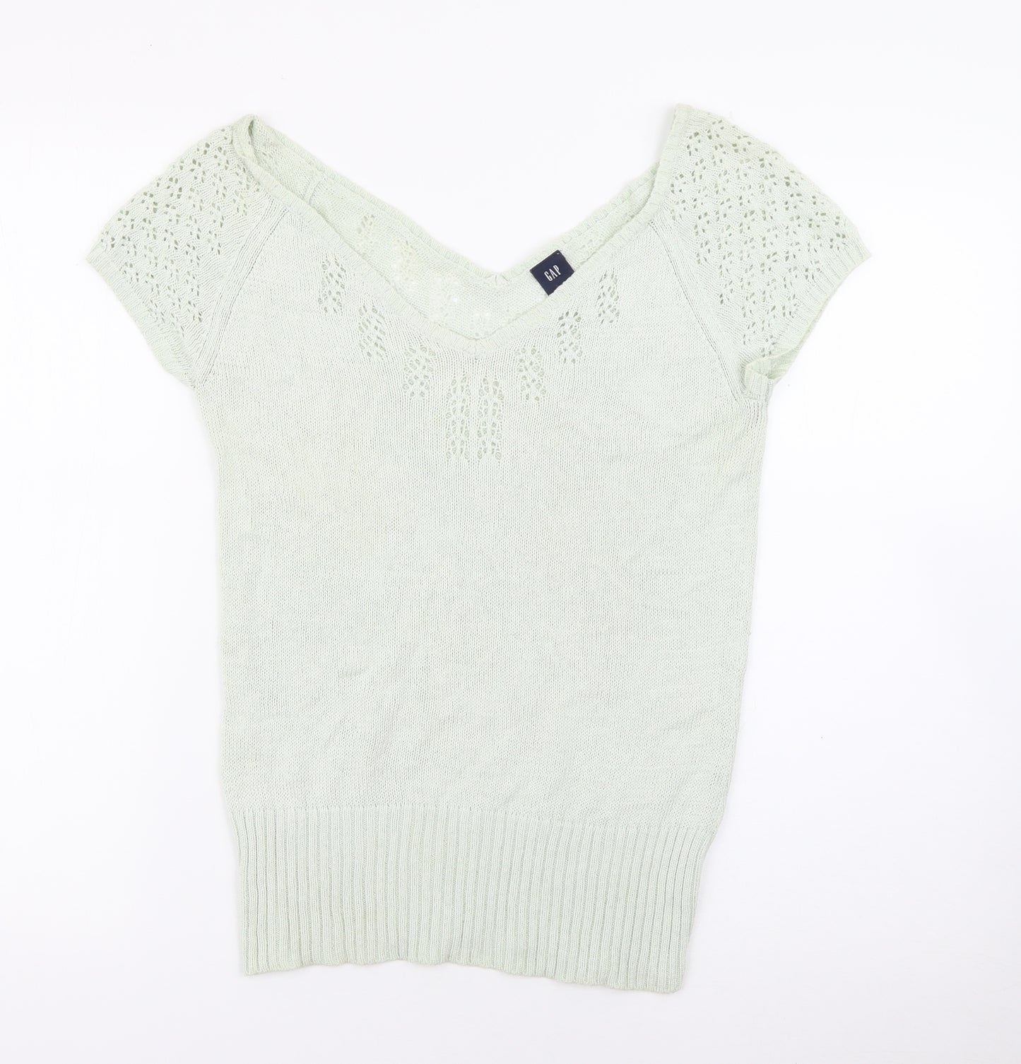 Gap Womens Green V-Neck  Cotton Pullover Jumper Size M