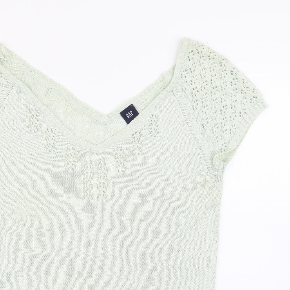 Gap Womens Green V-Neck  Cotton Pullover Jumper Size M