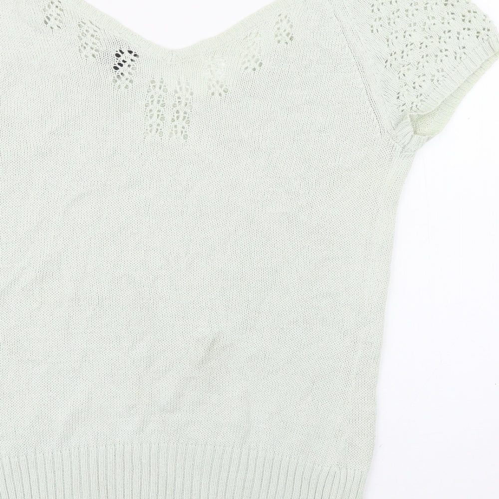 Gap Womens Green V-Neck  Cotton Pullover Jumper Size M