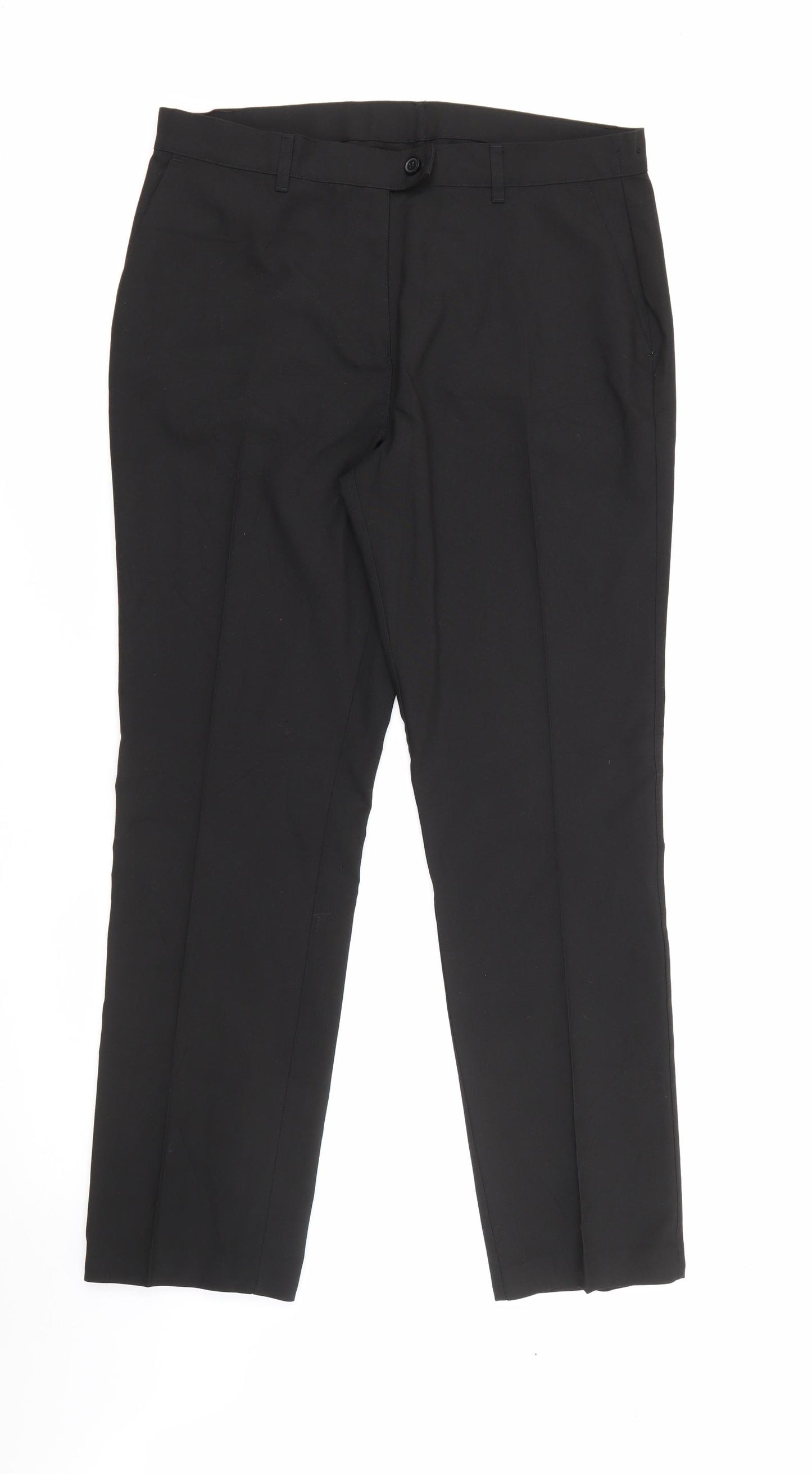 Marks and Spencer Girls Black  Polyester Carrot Trousers Size 16 Years L28 in Regular Zip