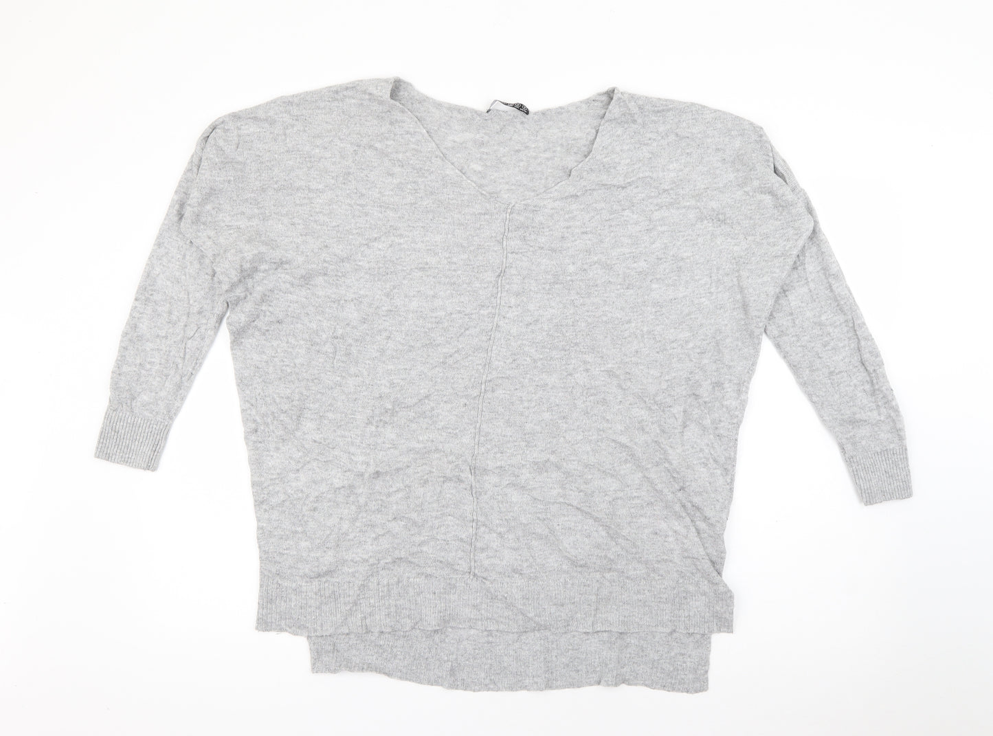 Primark Womens Grey V-Neck  Viscose Pullover Jumper Size S