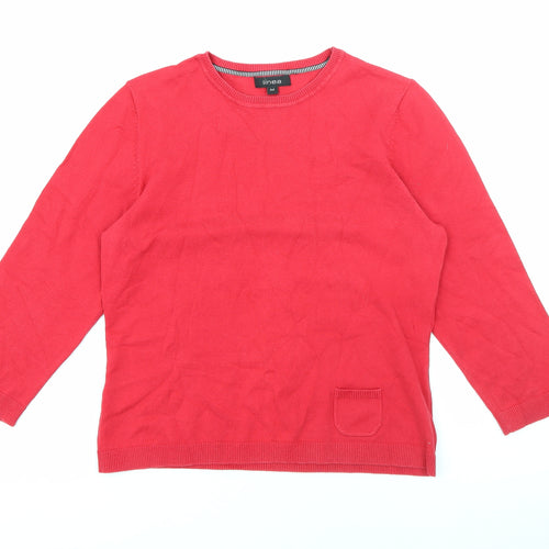 Linea Womens Red Crew Neck  Cotton Pullover Jumper Size M