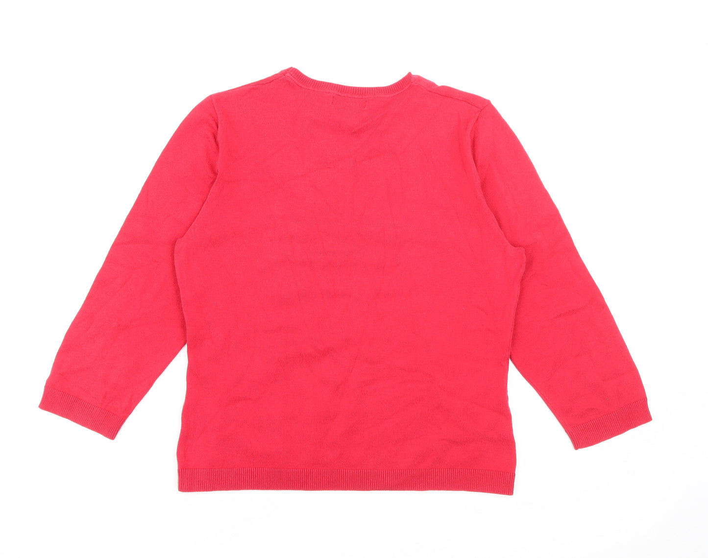Linea Womens Red Crew Neck  Cotton Pullover Jumper Size M