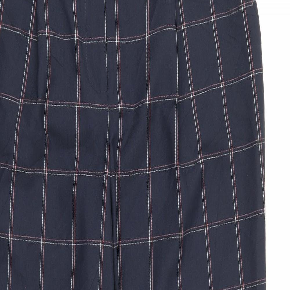 Warehouse Womens Blue Plaid Polyester Carrot Trousers Size 10 L26 in Regular Zip