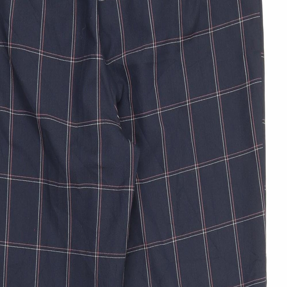 Warehouse Womens Blue Plaid Polyester Carrot Trousers Size 10 L26 in Regular Zip