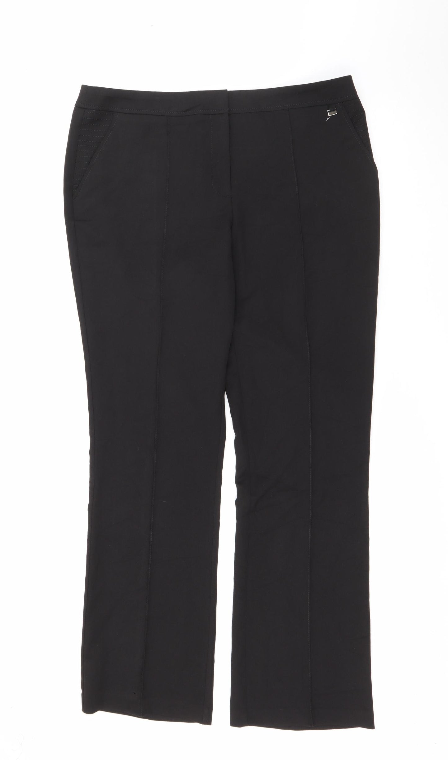 F&F Womens Black  Polyester Trousers  Size 16 L31.5 in Regular Zip