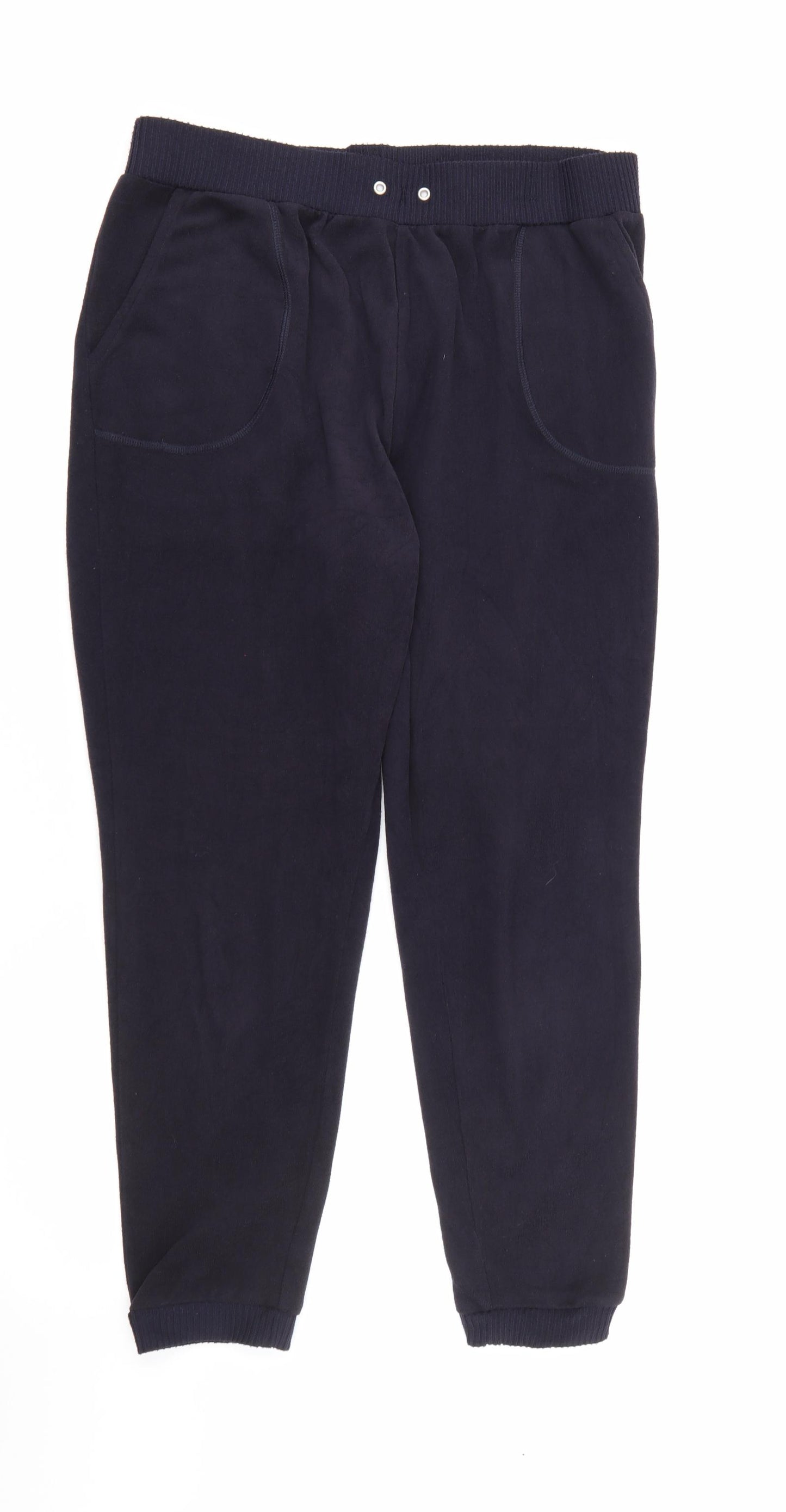 Marks and Spencer Womens Blue  Polyester Jogger Trousers Size 14 L25 in Regular
