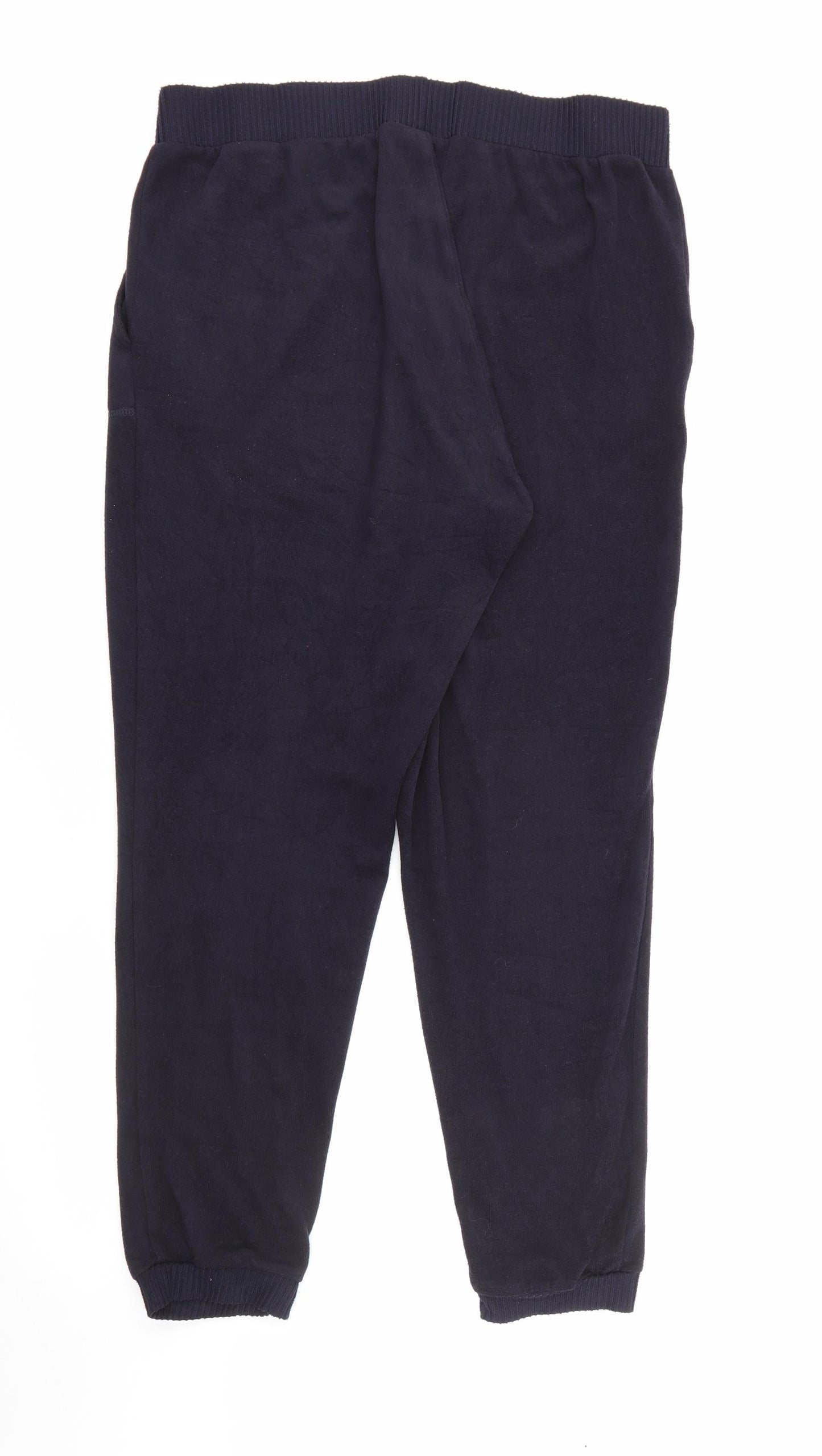 Marks and Spencer Womens Blue  Polyester Jogger Trousers Size 14 L25 in Regular