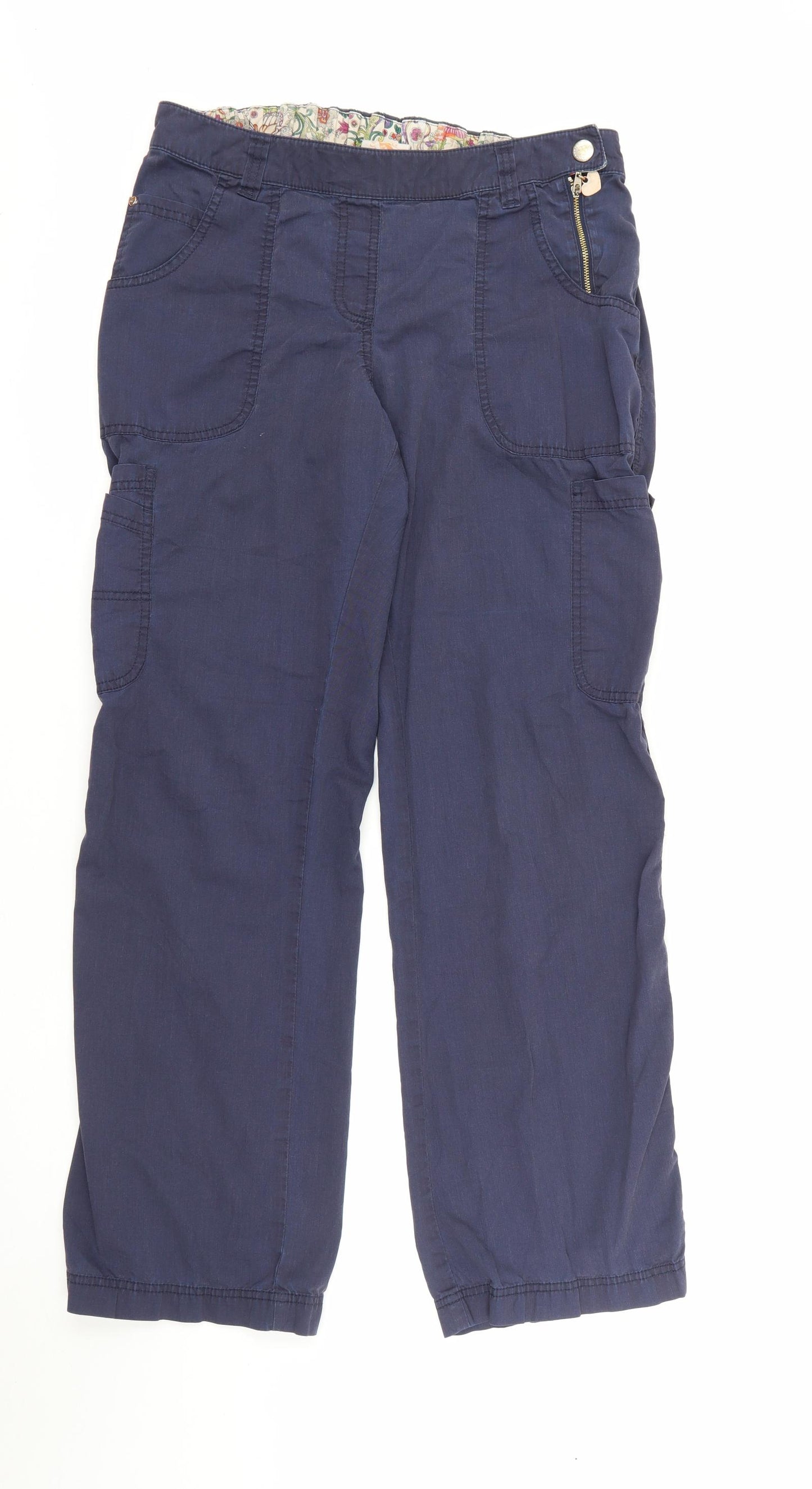 Koi Womens Blue  Cotton Cargo Trousers Size M L29 in Regular Zip