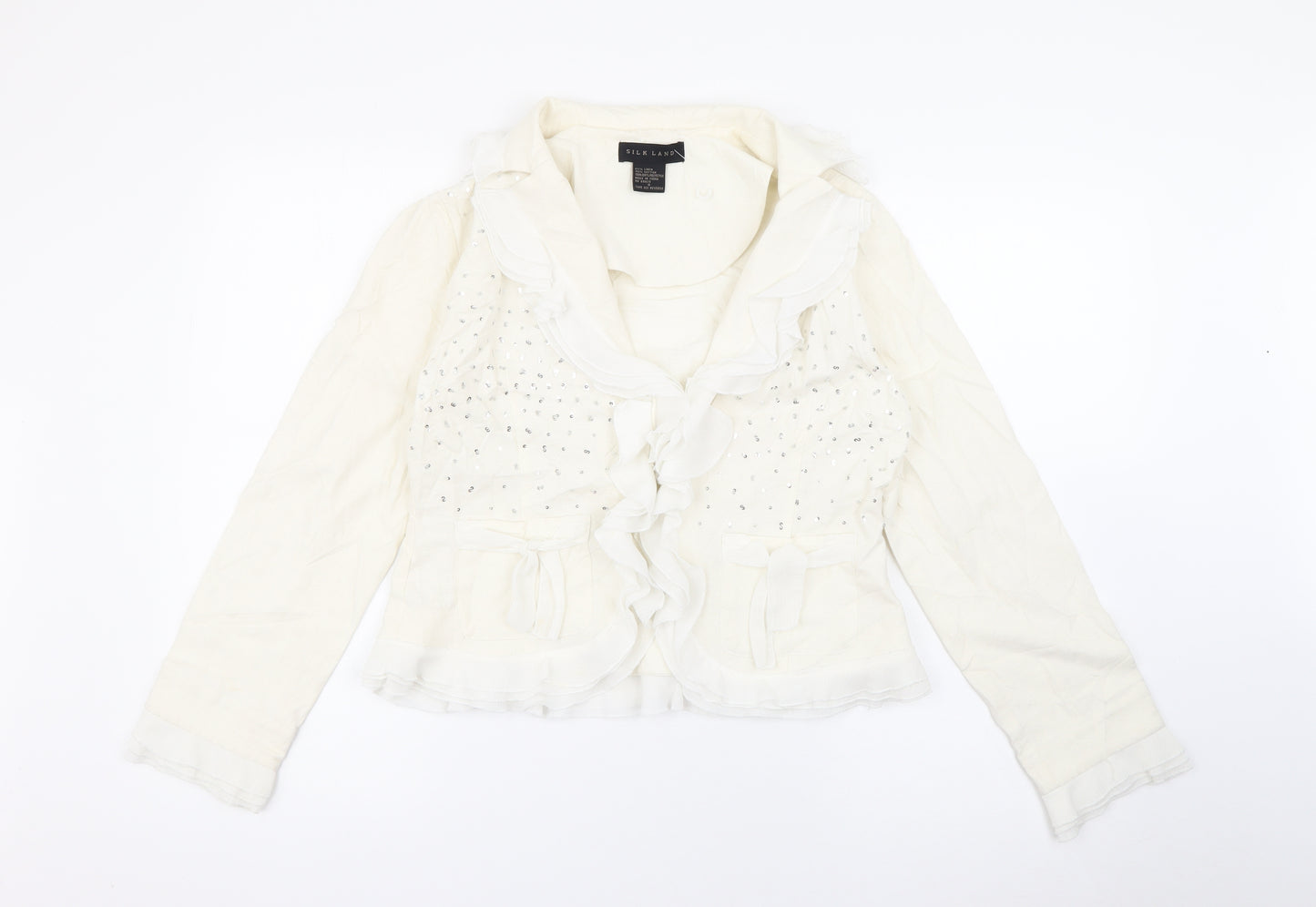 Silkland Womens Ivory   Jacket  Size 6  Hook & Eye