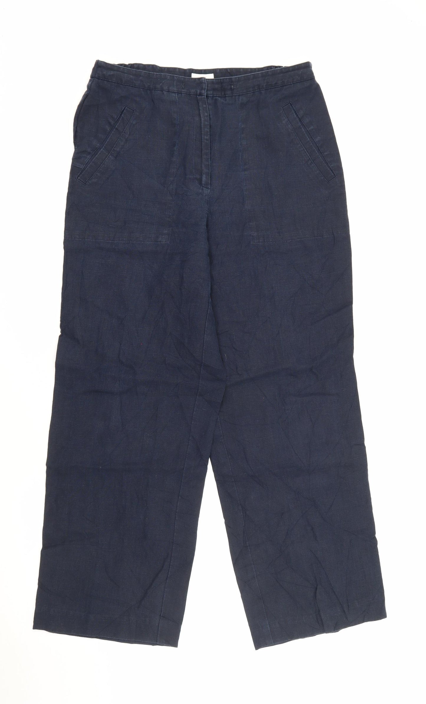 Liz Claiborne Womens Blue  Linen Trousers  Size 8 L27 in Regular Zip