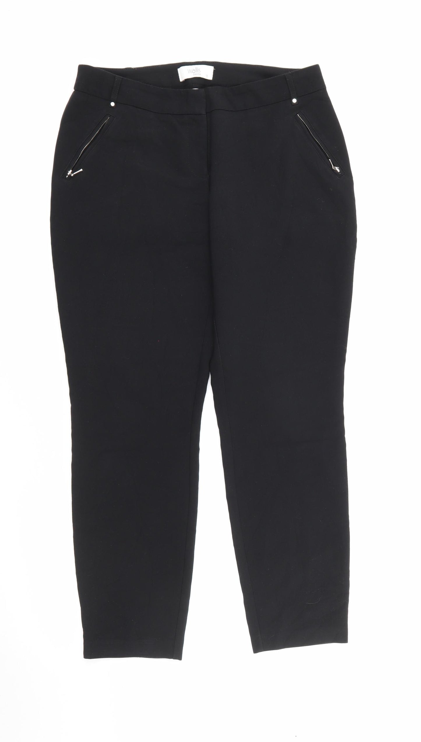 Wallis Womens Black  Polyester Trousers  Size 12 L26 in Regular Zip