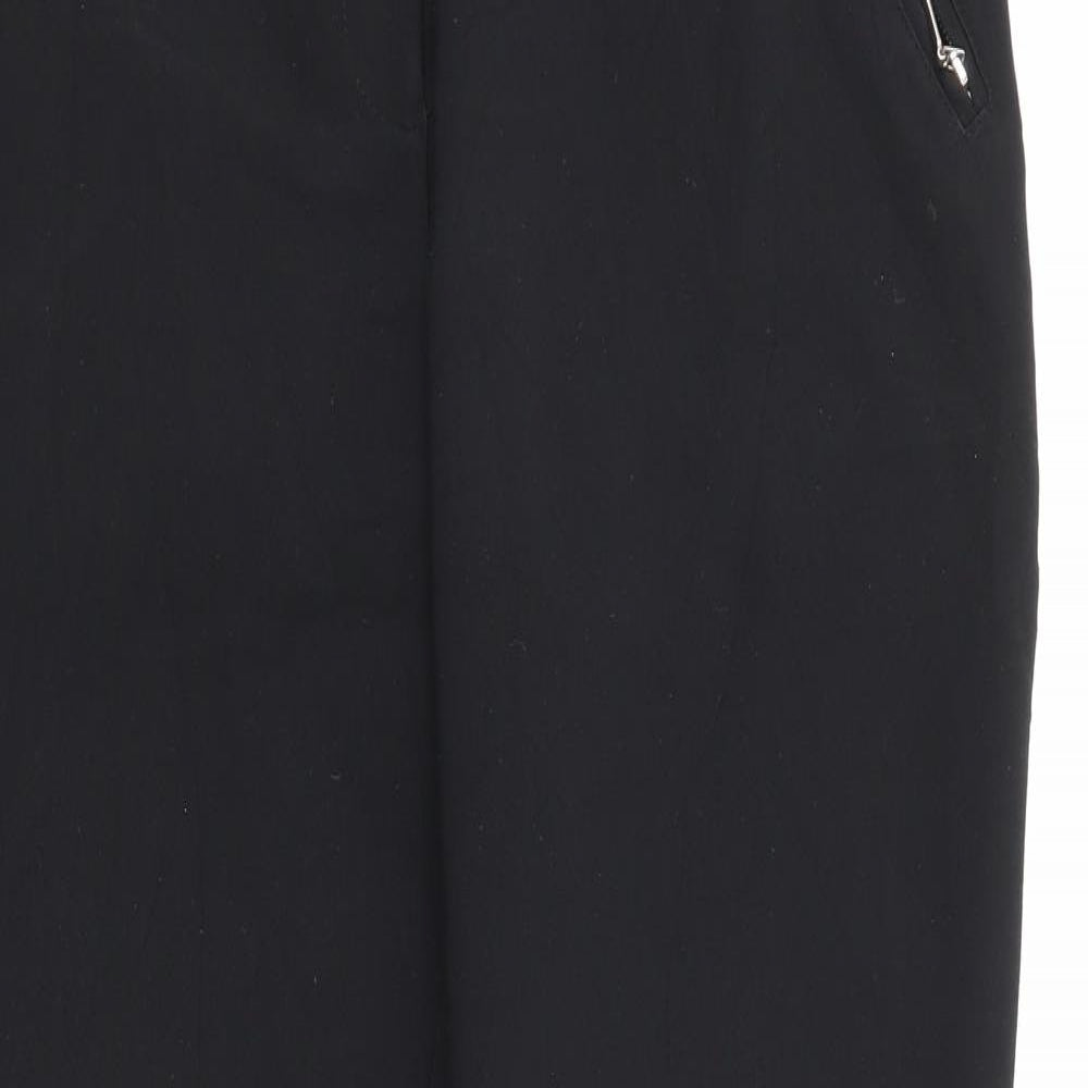 Wallis Womens Black  Polyester Trousers  Size 12 L26 in Regular Zip
