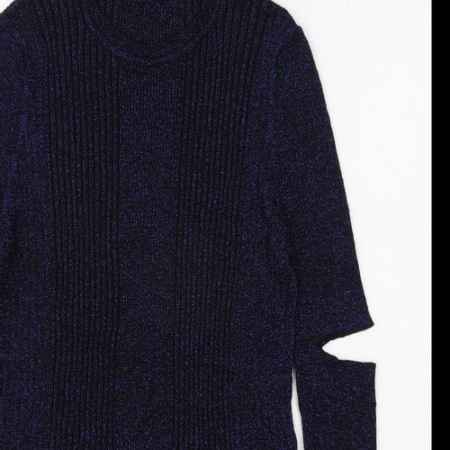 Marks and Spencer Womens Blue Round Neck  Acrylic Pullover Jumper Size 14