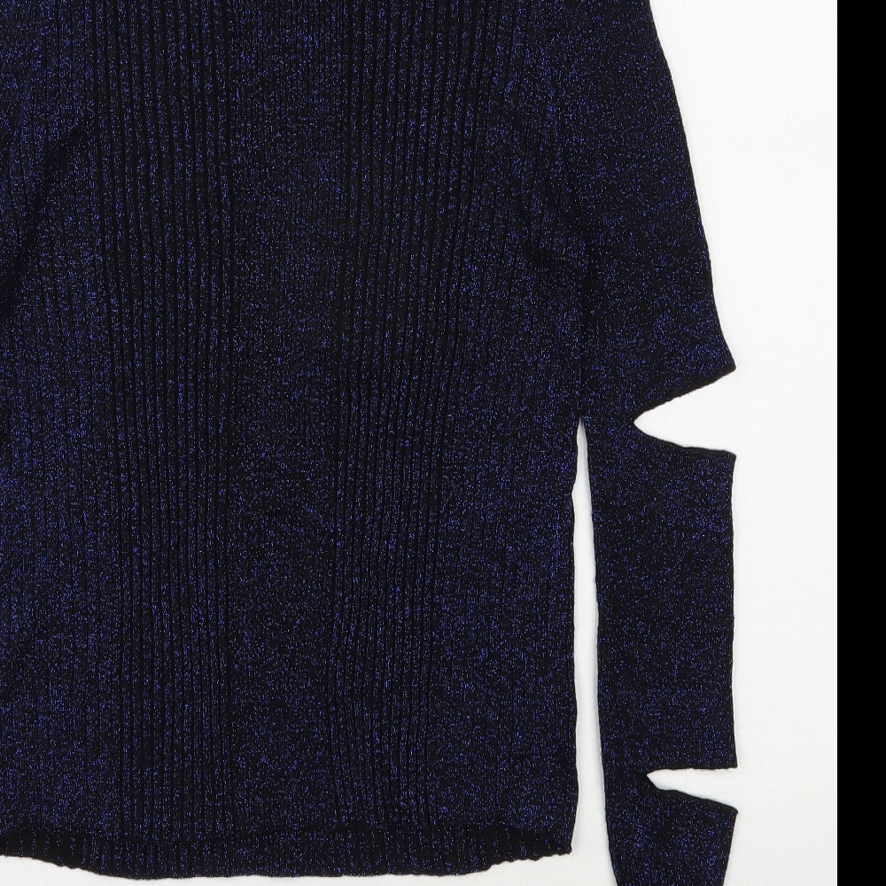 Marks and Spencer Womens Blue Round Neck  Acrylic Pullover Jumper Size 14