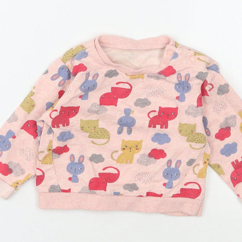 Nutmeg Girls Pink  100% Cotton Basic Casual Size 6-9 Months Round Neck Pullover