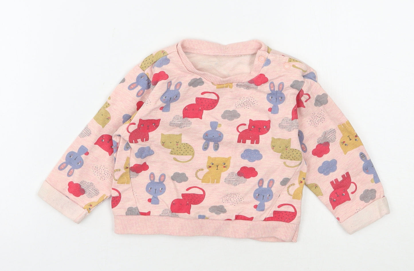 Nutmeg Girls Pink  100% Cotton Basic Casual Size 6-9 Months Round Neck Pullover