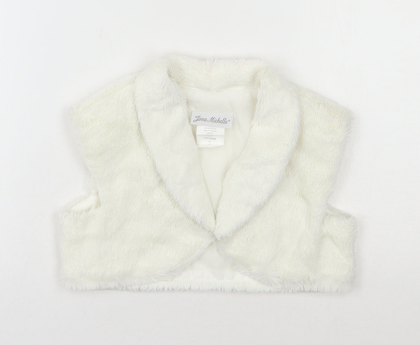 Jona Michelle Girls Ivory V-Neck  Polyester Shrug Jumper Size 6 Years  Button