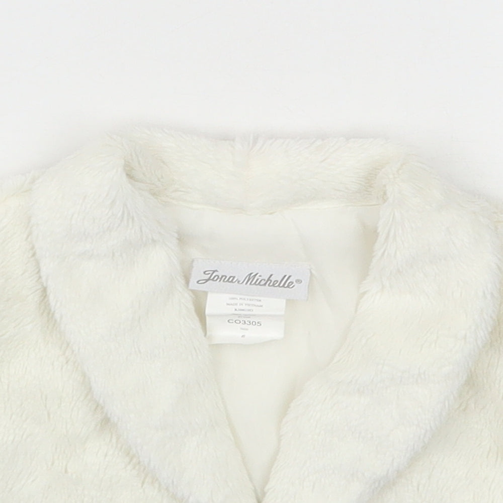 Jona Michelle Girls Ivory V-Neck  Polyester Shrug Jumper Size 6 Years  Button
