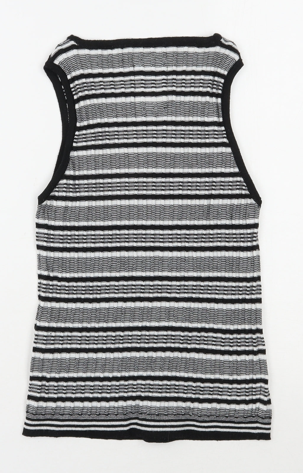 Superdry Womens Black Scoop Neck Striped Polyester Vest Jumper Size S
