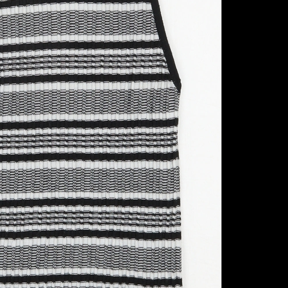 Superdry Womens Black Scoop Neck Striped Polyester Vest Jumper Size S