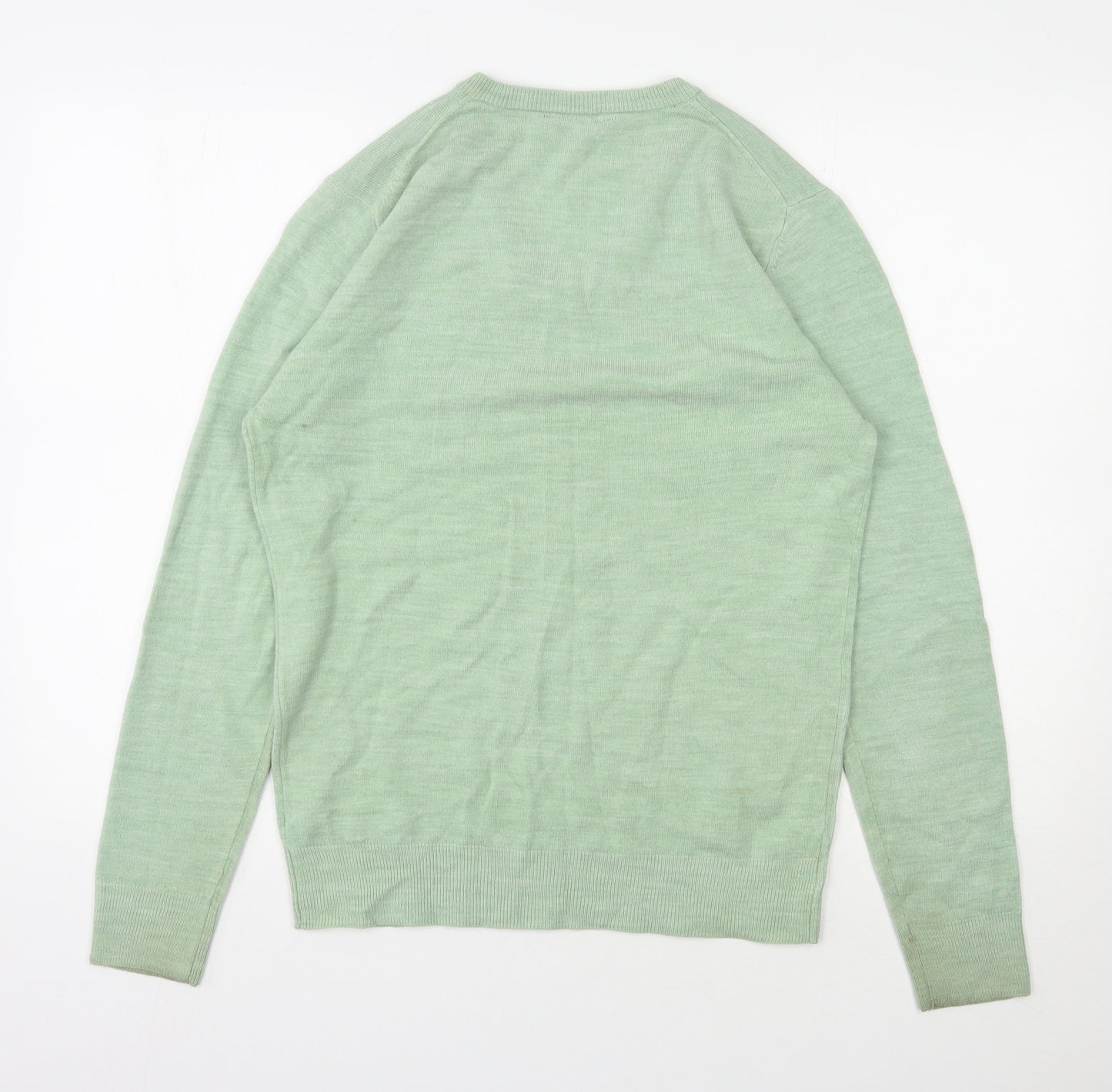 Cedar Wood State Mens Green V-Neck  Acrylic Pullover Jumper Size M