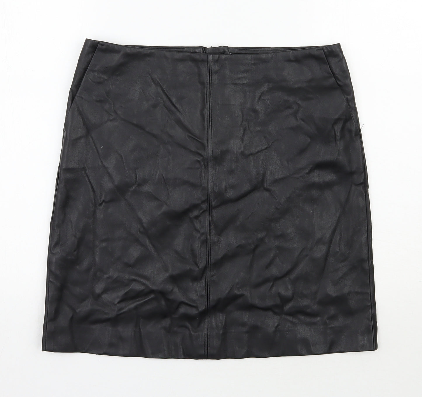 Wallis Womens Black  Polyester A-Line Skirt Size 10   Zip