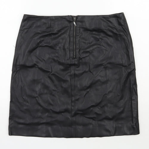 Wallis Womens Black  Polyester A-Line Skirt Size 10   Zip