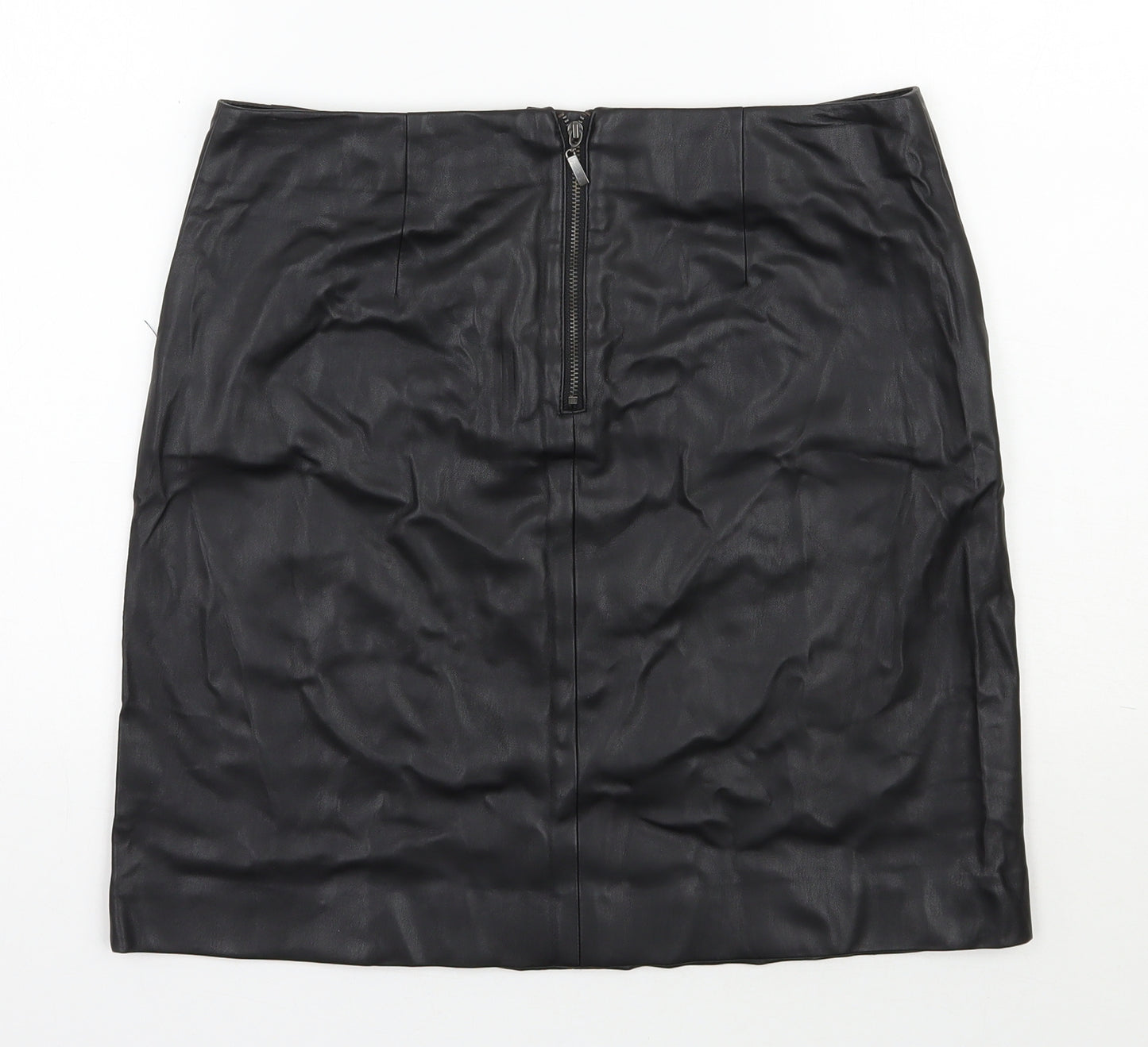 Wallis Womens Black  Polyester A-Line Skirt Size 10   Zip