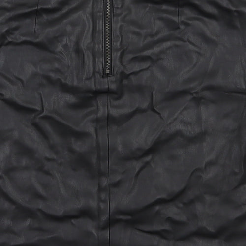 Wallis Womens Black  Polyester A-Line Skirt Size 10   Zip