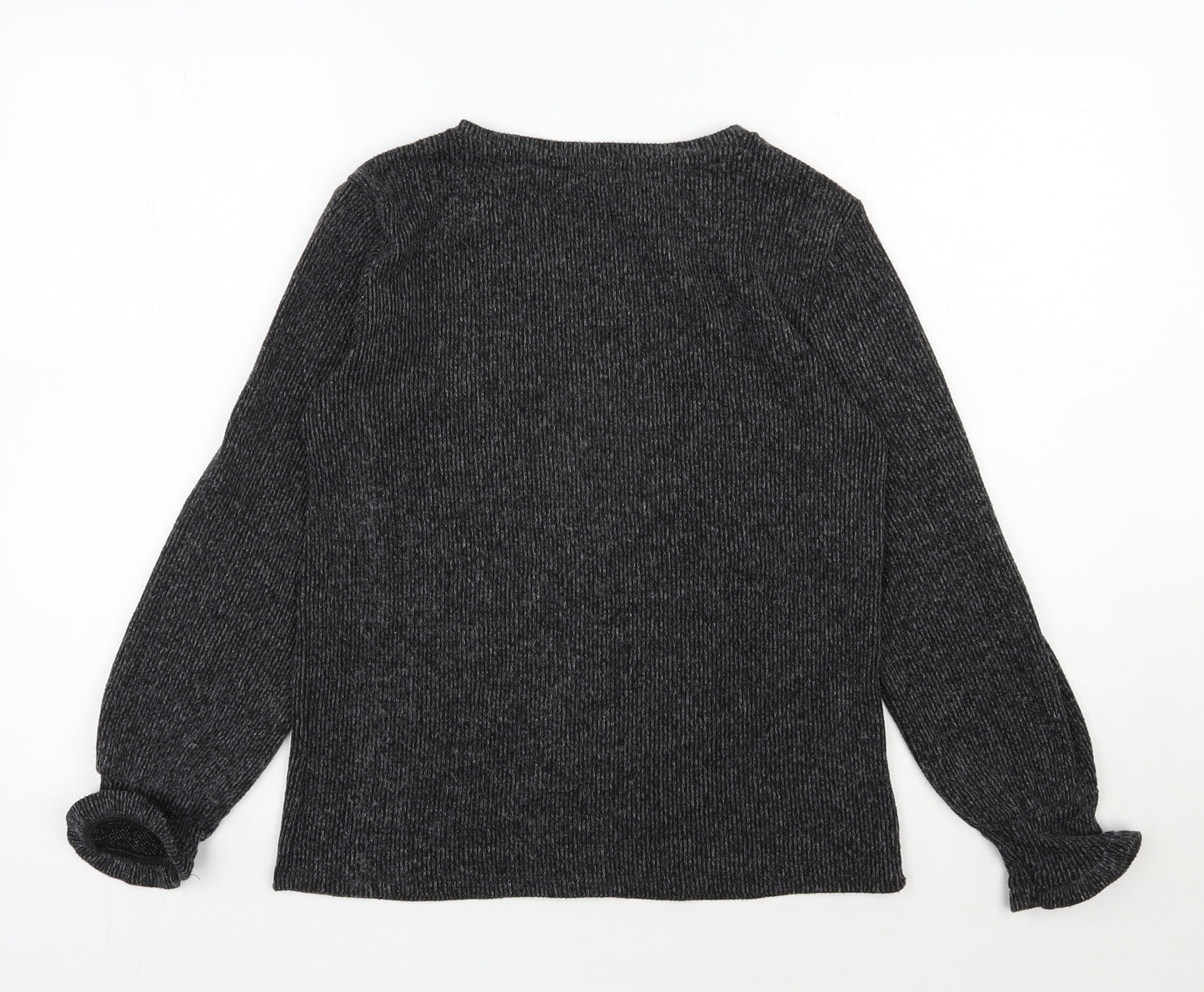 George Womens Grey V-Neck  Polyester Pullover Jumper Size S