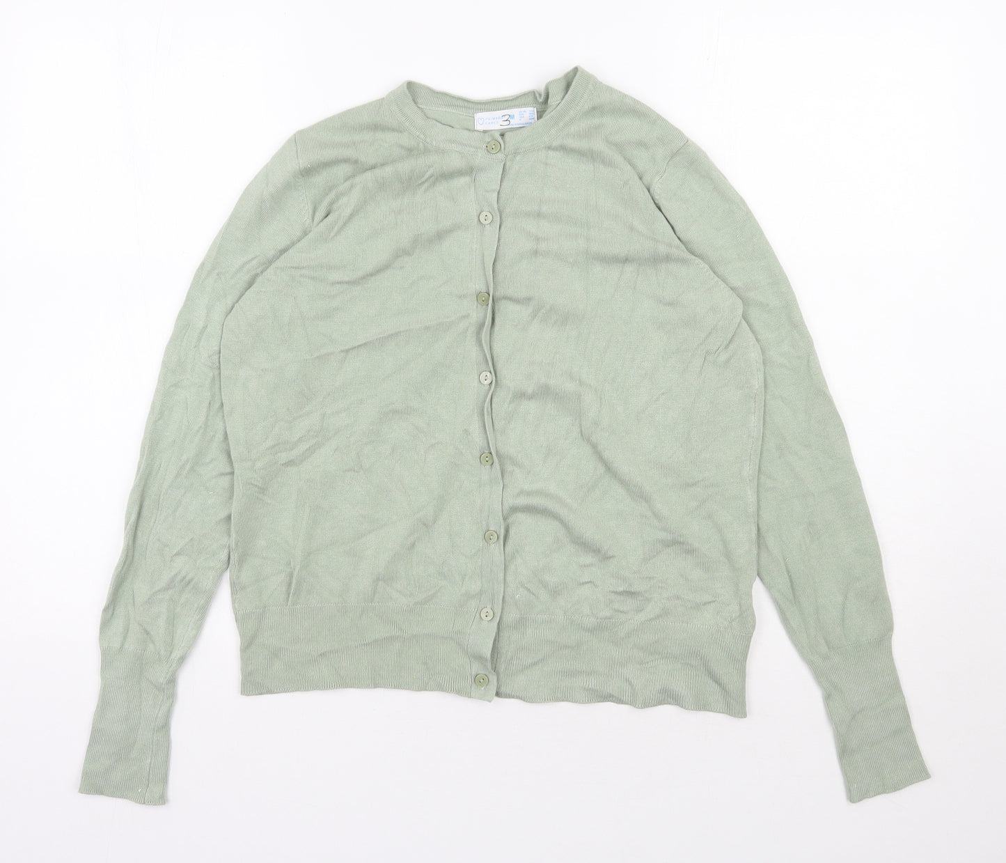 Primark Womens Green Round Neck  Viscose Cardigan Jumper Size 12