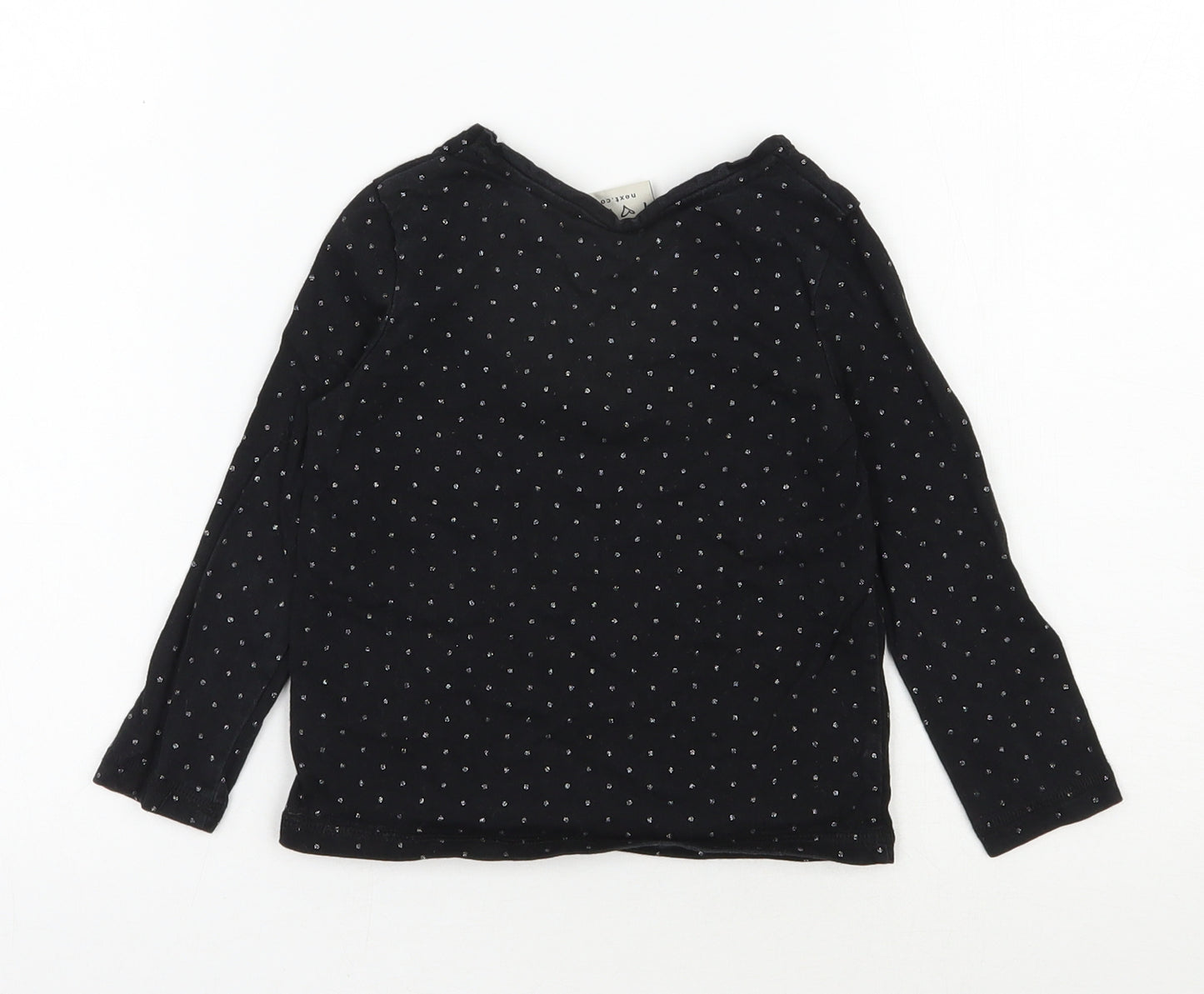 NEXT Girls Black Polka Dot 100% Cotton Pullover T-Shirt Size 18-24 Months Round Neck Pullover