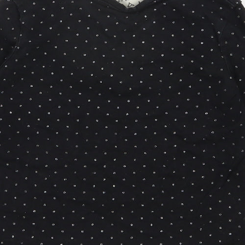 NEXT Girls Black Polka Dot 100% Cotton Pullover T-Shirt Size 18-24 Months Round Neck Pullover