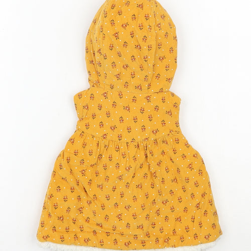 Aspen Girls Yellow Floral  Gilet Waistcoat Size 6-9 Months   Snap