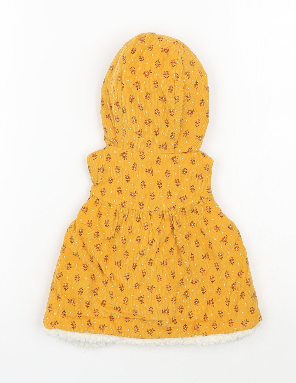 Aspen Girls Yellow Floral  Gilet Waistcoat Size 6-9 Months   Snap